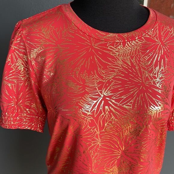 MICHAEL Michael Kors Foil Puff Sleeve Baby Top in Sangria. NWT. Sizes P/M & P/XS - Picture 5 of 8